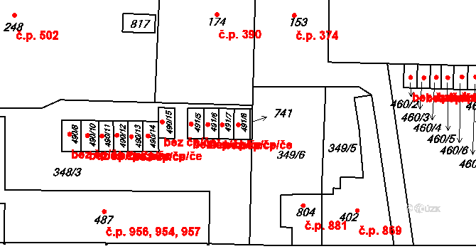 Kralupy nad Vltavou 45383278 na parcele st. 491/8 v KÚ Lobeč, Katastrální mapa