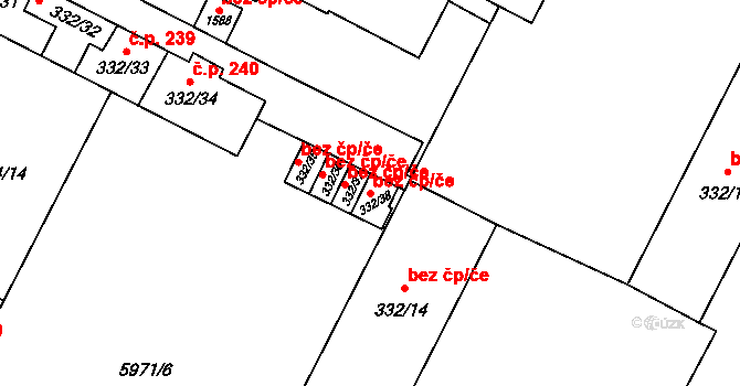 Hrušovany nad Jevišovkou 47489278 na parcele st. 332/38 v KÚ Hrušovany nad Jevišovkou, Katastrální mapa