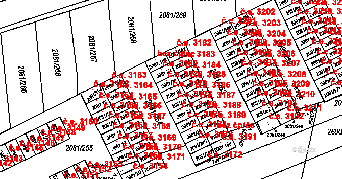 Prostřední Suchá 3178, Havířov na parcele st. 2081/31 v KÚ Prostřední Suchá, Katastrální mapa