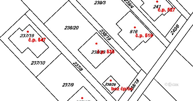 Bedihošť 535 na parcele st. 238/23 v KÚ Bedihošť, Katastrální mapa