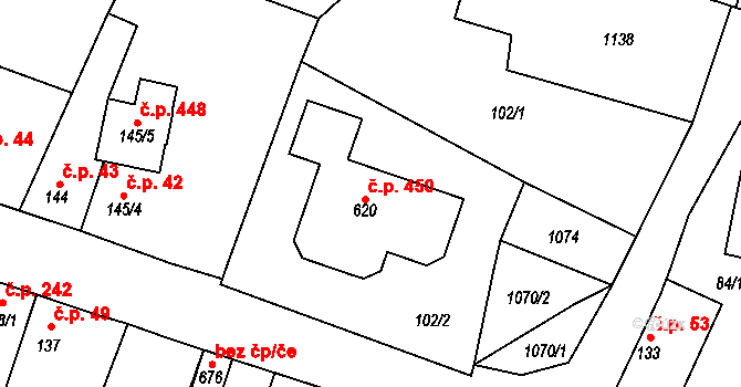 Rožďalovice 450 na parcele st. 620 v KÚ Rožďalovice, Katastrální mapa