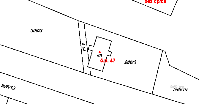 Dolní Lipka 47, Králíky na parcele st. 69 v KÚ Dolní Lipka, Katastrální mapa