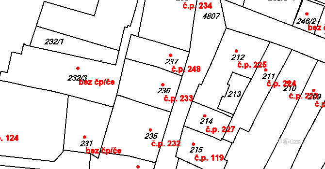 Vysoké Mýto-Město 233, Vysoké Mýto na parcele st. 236 v KÚ Vysoké Mýto, Katastrální mapa