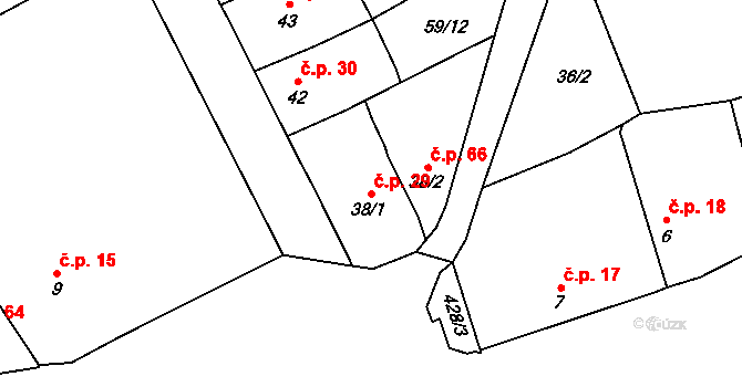 Beroun-Jarov 29, Beroun na parcele st. 38/1 v KÚ Jarov u Berouna, Katastrální mapa