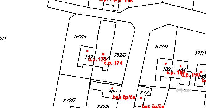 Mlékojedy 174, Neratovice na parcele st. 168 v KÚ Mlékojedy u Neratovic, Katastrální mapa