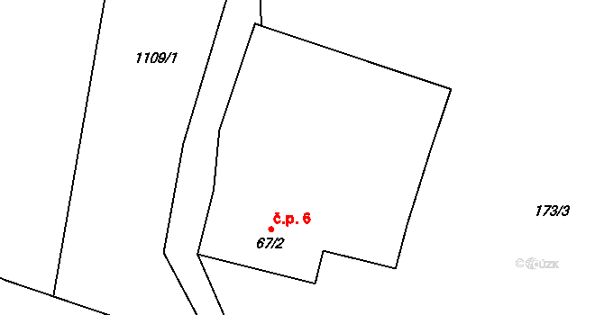 Třemešek 6, Oskava na parcele st. 67/2 v KÚ Třemešek, Katastrální mapa
