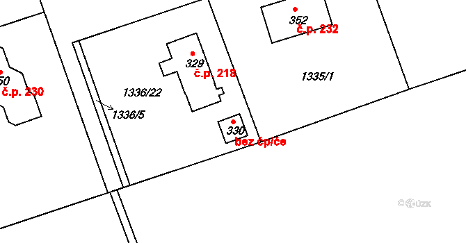 Kunovice 82325278 na parcele st. 330 v KÚ Kunovice, Katastrální mapa