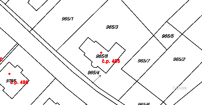 Suchdol nad Odrou 485 na parcele st. 965/8 v KÚ Suchdol nad Odrou, Katastrální mapa