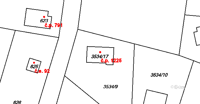 Řevnice 1225 na parcele st. 3534/17 v KÚ Řevnice, Katastrální mapa