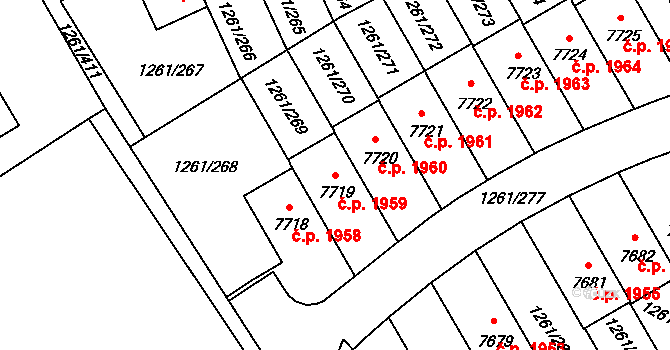 Beroun-Město 1959, Beroun na parcele st. 7719 v KÚ Beroun, Katastrální mapa