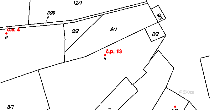 Kejšovice 13, Krsy na parcele st. 5 v KÚ Kejšovice, Katastrální mapa