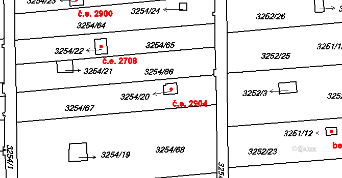 Louny 2904 na parcele st. 3254/20 v KÚ Louny, Katastrální mapa
