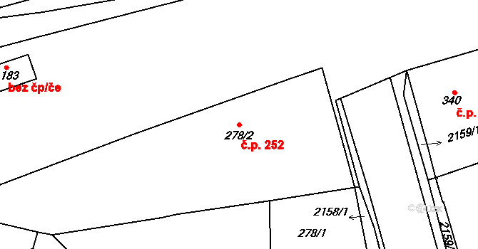 Golčův Jeníkov 252 na parcele st. 278/2 v KÚ Golčův Jeníkov, Katastrální mapa
