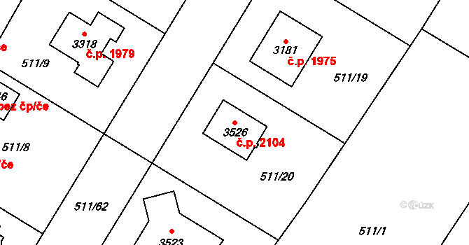 Lysá nad Labem 2104 na parcele st. 3526 v KÚ Lysá nad Labem, Katastrální mapa