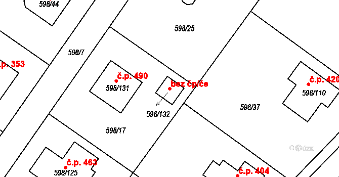 Chotíkov 96327278 na parcele st. 598/132 v KÚ Chotíkov, Katastrální mapa
