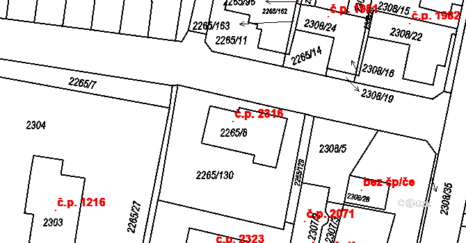 Turnov 2316 na parcele st. 2265/8 v KÚ Turnov, Katastrální mapa