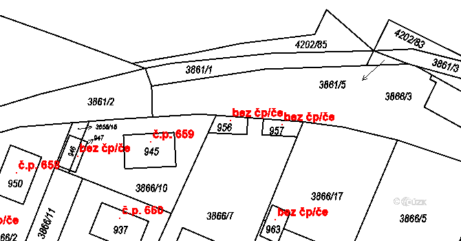 Lenešice 105551279 na parcele st. 956 v KÚ Lenešice, Katastrální mapa