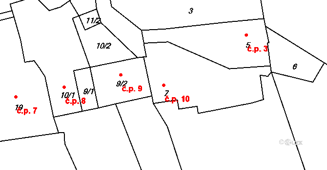 Sasov 10, Jihlava na parcele st. 7 v KÚ Sasov, Katastrální mapa