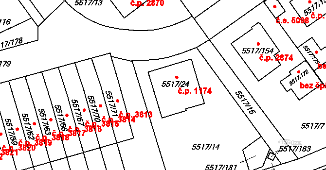 Jihlava 1174 na parcele st. 5517/24 v KÚ Jihlava, Katastrální mapa