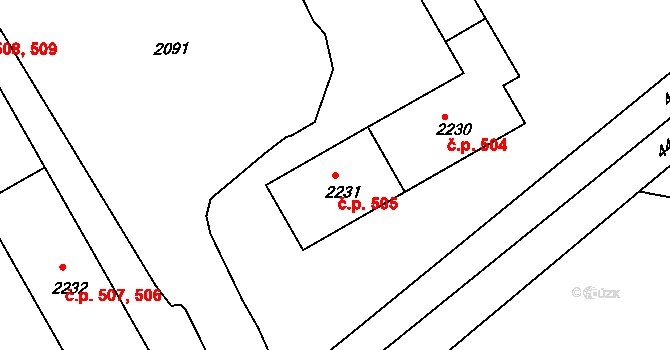 Lyžbice 505, Třinec na parcele st. 2231 v KÚ Lyžbice, Katastrální mapa