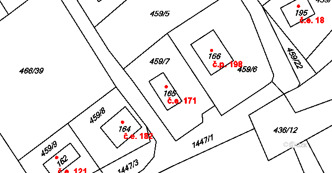 Arnoltice 171 na parcele st. 165 v KÚ Arnoltice, Katastrální mapa
