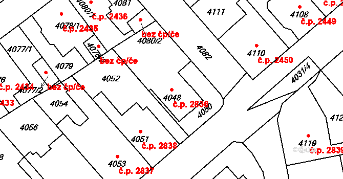 Kladno 2836 na parcele st. 4048 v KÚ Kladno, Katastrální mapa