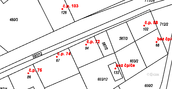 Polánky nad Dědinou 72, Třebechovice pod Orebem na parcele st. 84 v KÚ Polánky nad Dědinou, Katastrální mapa