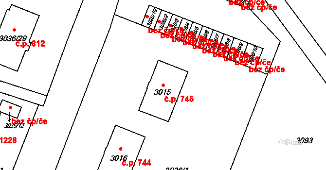 Poruba 745, Orlová na parcele st. 3015 v KÚ Poruba u Orlové, Katastrální mapa