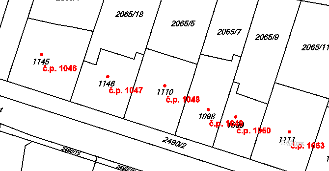 Hořice 1048 na parcele st. 1110 v KÚ Hořice v Podkrkonoší, Katastrální mapa