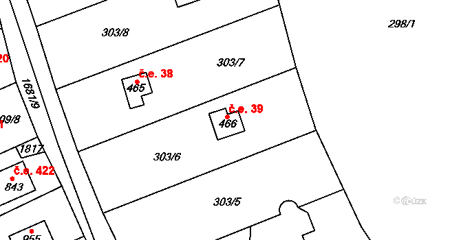 Stříbrná Skalice 39 na parcele st. 466 v KÚ Stříbrná Skalice, Katastrální mapa