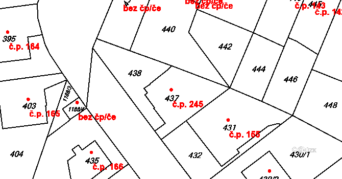 Velká Chuchle 245, Praha na parcele st. 437 v KÚ Velká Chuchle, Katastrální mapa