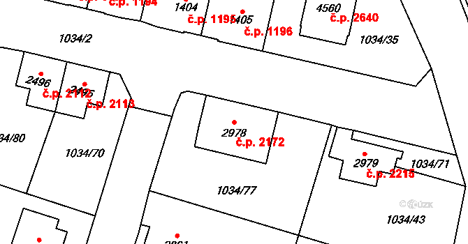 Dvůr Králové nad Labem 2172 na parcele st. 2978 v KÚ Dvůr Králové nad Labem, Katastrální mapa