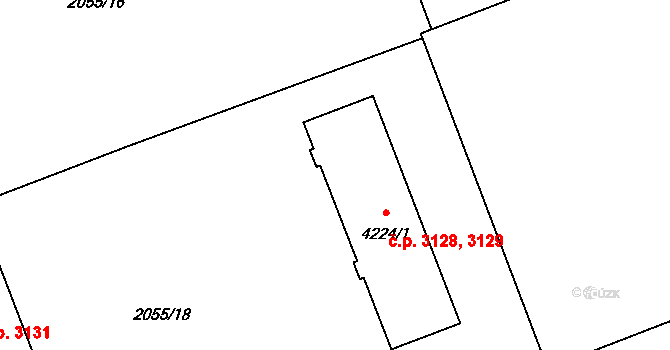 Hodonín 3128,3129 na parcele st. 4224/1 v KÚ Hodonín, Katastrální mapa