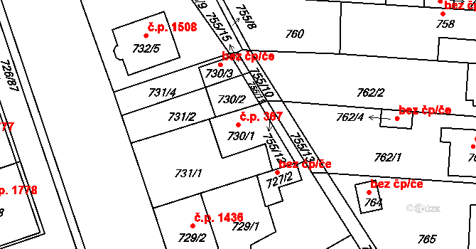České Budějovice 2 367, České Budějovice na parcele st. 730/1 v KÚ České Budějovice 2, Katastrální mapa