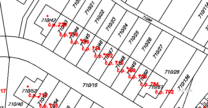 Poříčí 710, Boršov nad Vltavou na parcele st. 710/47 v KÚ Boršov nad Vltavou, Katastrální mapa