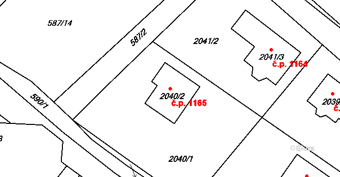 Liberec XIV-Ruprechtice 1165, Liberec na parcele st. 2040/2 v KÚ Ruprechtice, Katastrální mapa