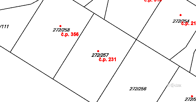 Křeslice 231, Praha na parcele st. 272/257 v KÚ Křeslice, Katastrální mapa