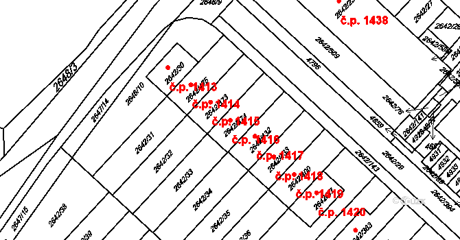 Kuřim 1416 na parcele st. 2642/374 v KÚ Kuřim, Katastrální mapa