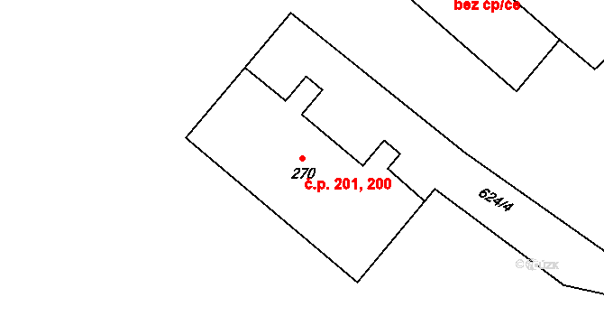 Milíře 200,201 na parcele st. 270 v KÚ Milíře u Tachova, Katastrální mapa