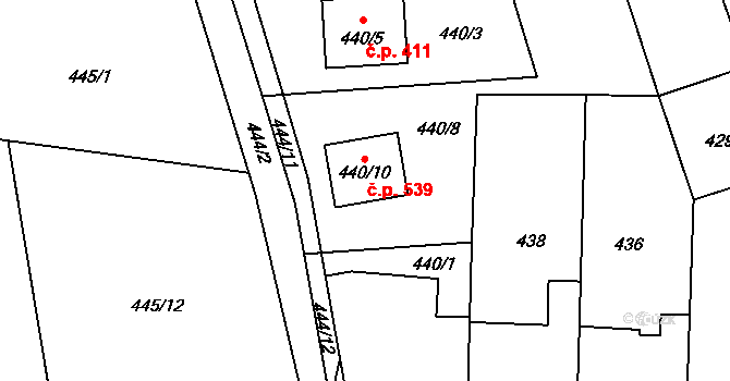 Stochov 539 na parcele st. 440/10 v KÚ Stochov, Katastrální mapa