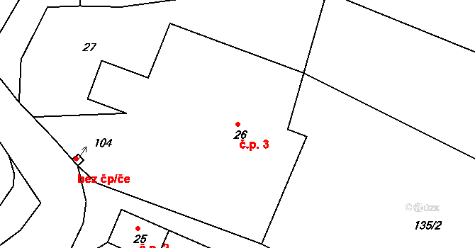 Čeňovice 3, Teplýšovice na parcele st. 26 v KÚ Čeňovice, Katastrální mapa