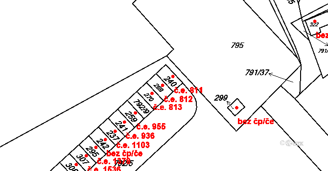 Znojmo 812 na parcele st. 269 v KÚ Znojmo-Hradiště, Katastrální mapa