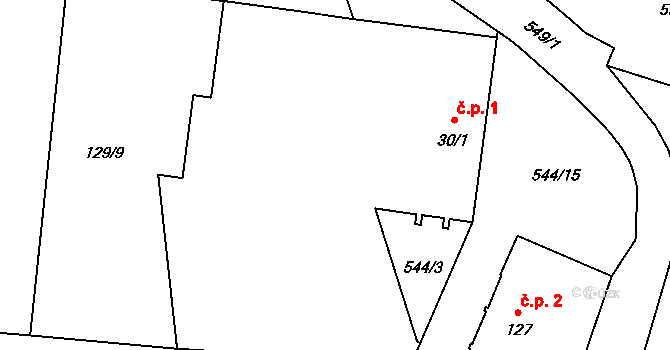 Černuc 39328279 na parcele st. 30/2 v KÚ Miletice u Velvar, Katastrální mapa