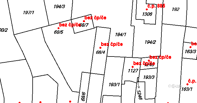 Lišov 1059 na parcele st. 68/4 v KÚ Lišov, Katastrální mapa