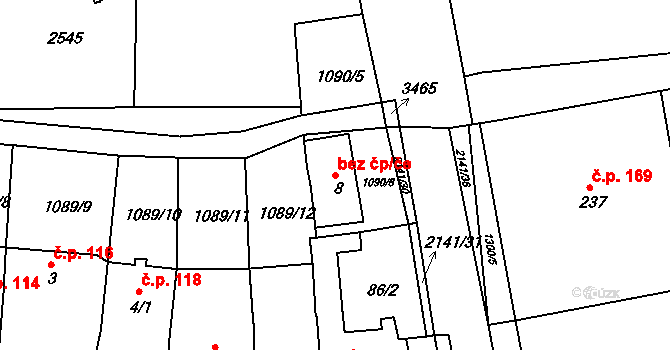 Litenčice 44998279 na parcele st. 8 v KÚ Litenčice, Katastrální mapa