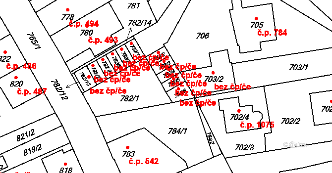 Kosmonosy 45293279 na parcele st. 782/5 v KÚ Kosmonosy, Katastrální mapa