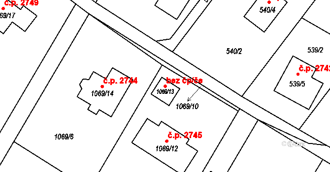 Rožnov pod Radhoštěm 47330279 na parcele st. 1069/13 v KÚ Tylovice, Katastrální mapa
