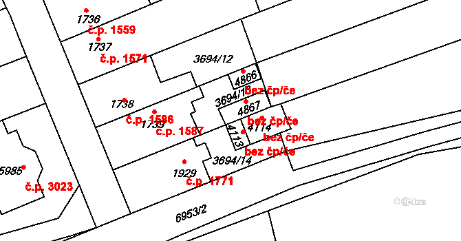 Žatec 50245279 na parcele st. 4867 v KÚ Žatec, Katastrální mapa