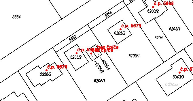 Chomutov 51472279 na parcele st. 6206/4 v KÚ Chomutov I, Katastrální mapa