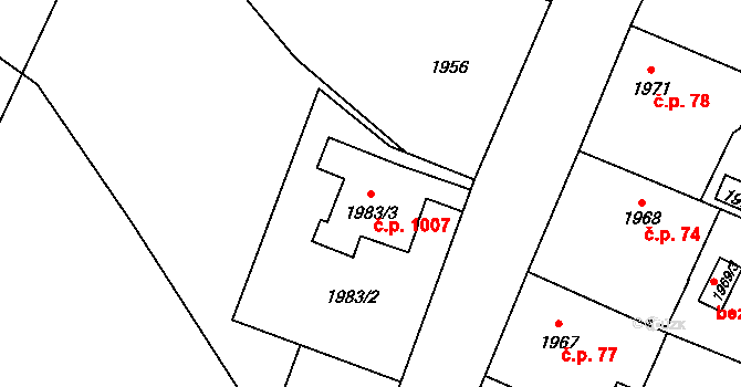 Holice 1007 na parcele st. 1983/3 v KÚ Holice v Čechách, Katastrální mapa